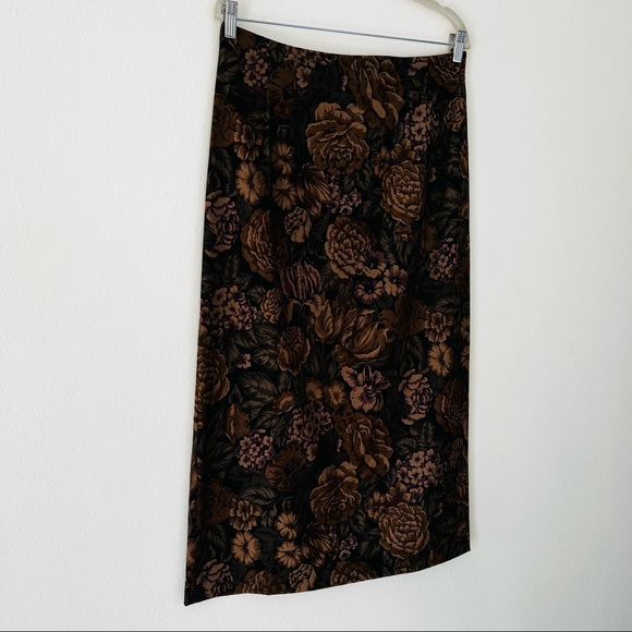 Briggs New York vintage floral print boho lined pencil midi skirt - Picture 6 of 8